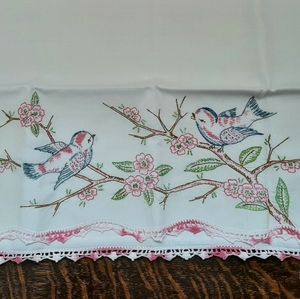 2 Vintage hand embroidered pillow cases